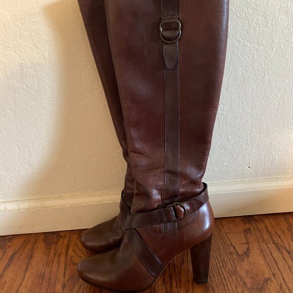 Cole Haan Courtney Tall Leather Boots with Nike Air Sole – Chestnut Brown – Wome - Picture 2 of 15